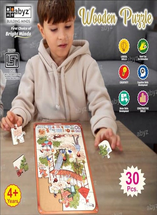 ABYZ Wooden Jigsaw Puzzle - Fun Time at Playground Playset for Educational & Little Explorers, 30-Pieces & Pack of 5 Fun Games with Multicolor | Birthday Gift for (3-6 Year) Age Kids. - Image 5